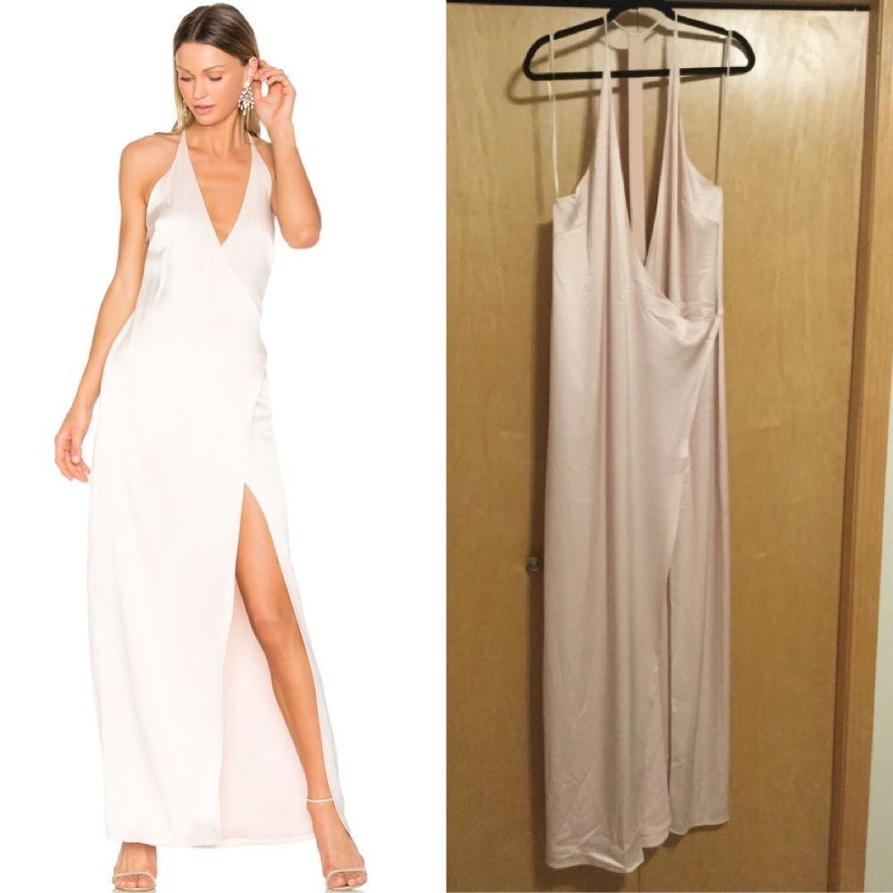 Halston Heritage V Neck Slip Gown Primrose - Picture 2 of 8